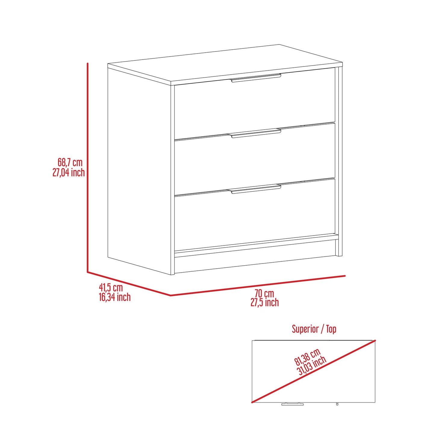 Washington Three Drawer Dresser image 3