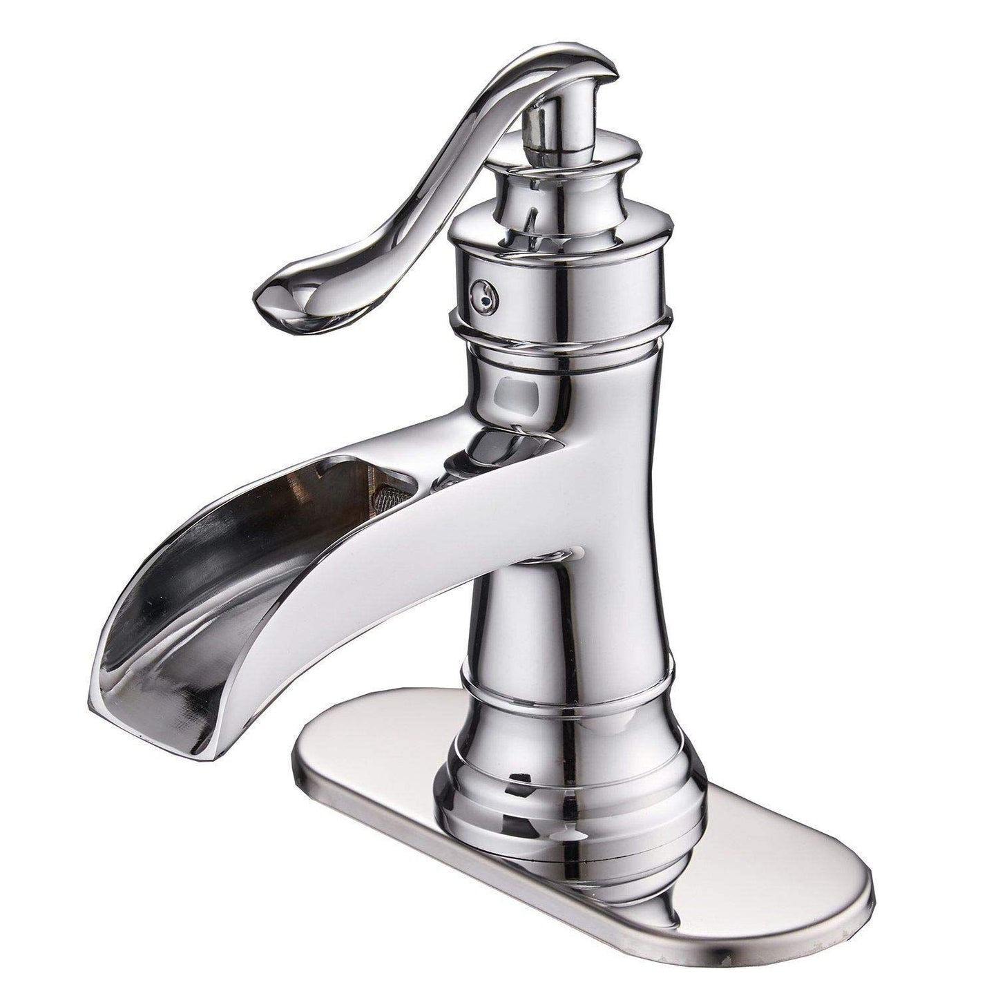 Waterfall Single Hole Single-Handle Low-Arc Bathroom Faucet in Polished Chrome image 7