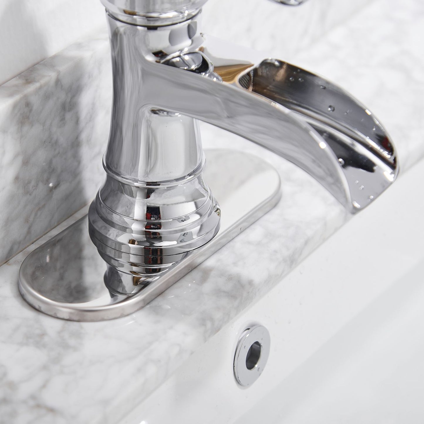 Waterfall Single Hole Single-Handle Low-Arc Bathroom Faucet in Polished Chrome image 6