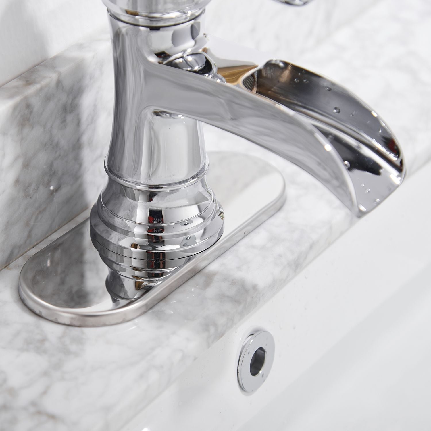 Waterfall Single Hole Single-Handle Low-Arc Bathroom Faucet in Polished Chrome image 6