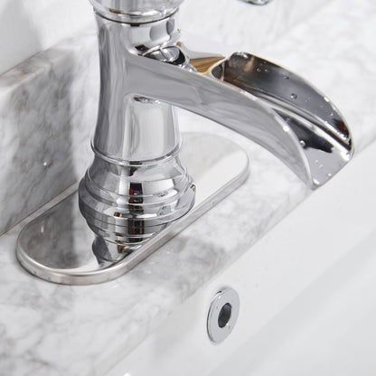 Waterfall Single Hole Single-Handle Low-Arc Bathroom Faucet in Polished Chrome image 6