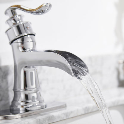 Waterfall Single Hole Single-Handle Low-Arc Bathroom Faucet in Polished Chrome image 2