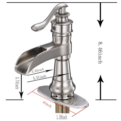 Waterfall Single Hole Single-Handle Low-Arc Bathroom Faucet With Pop-up Drain Assembly in Brushed Nickel image 9