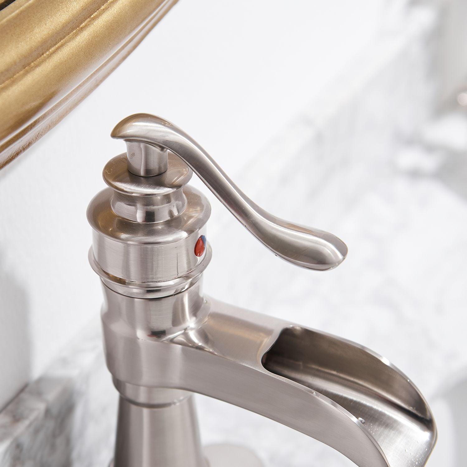 Waterfall Single Hole Single-Handle Low-Arc Bathroom Faucet With Pop-up Drain Assembly in Brushed Nickel image 2
