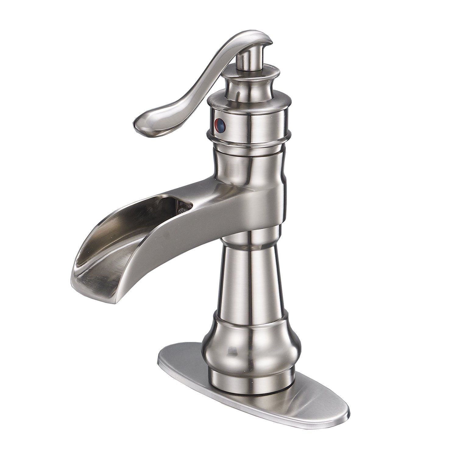 Waterfall Single Hole Single-Handle Low-Arc Bathroom Faucet With Pop-up Drain Assembly in Brushed Nickel image 10