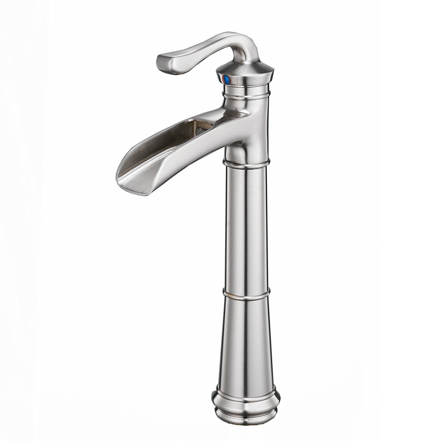 Waterfall Single Hole Single-Handle Vessel Bathroom Faucet With Pop-up Drain Assembly in Brushed Nickel image 3