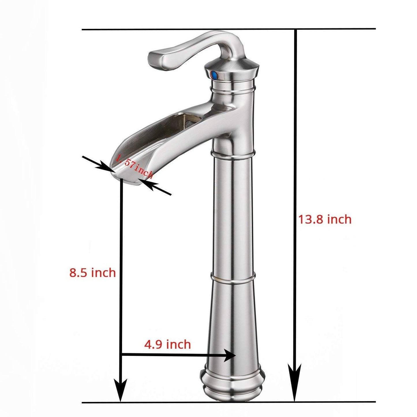 Waterfall Single Hole Single-Handle Vessel Bathroom Faucet With Pop-up Drain Assembly in Brushed Nickel image 2