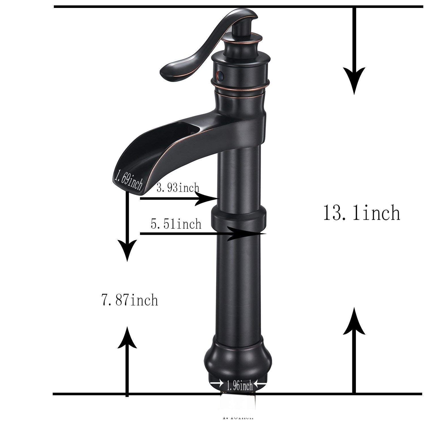 Waterfall Single Hole Single-Handle Vessel Bathroom Faucet With Pop-up Drain in Matte Black And Oil Rubbed Bronze image 6