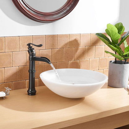 Waterfall Single Hole Single-Handle Vessel Bathroom Faucet With Pop-up Drain in Matte Black And Oil Rubbed Bronze image 9