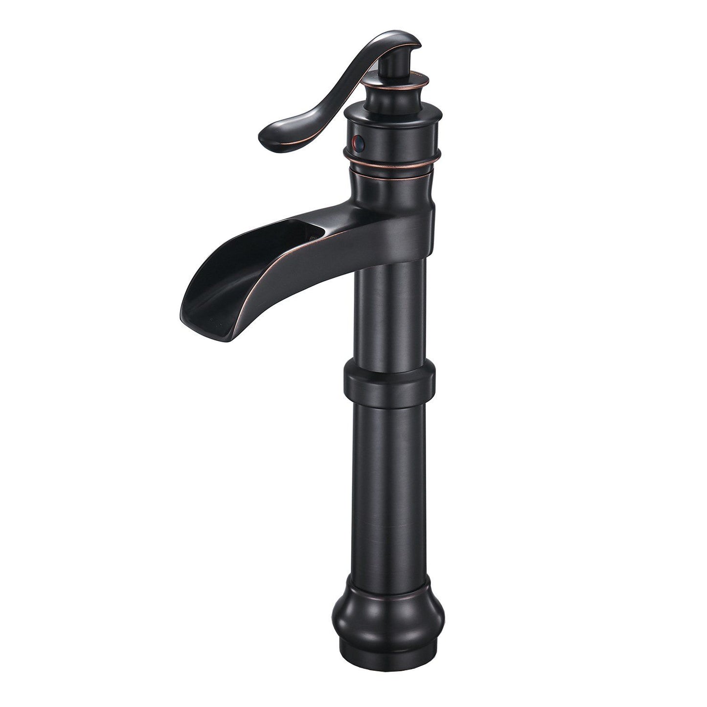Waterfall Single Hole Single-Handle Vessel Bathroom Faucet With Pop-up Drain in Matte Black And Oil Rubbed Bronze image 7
