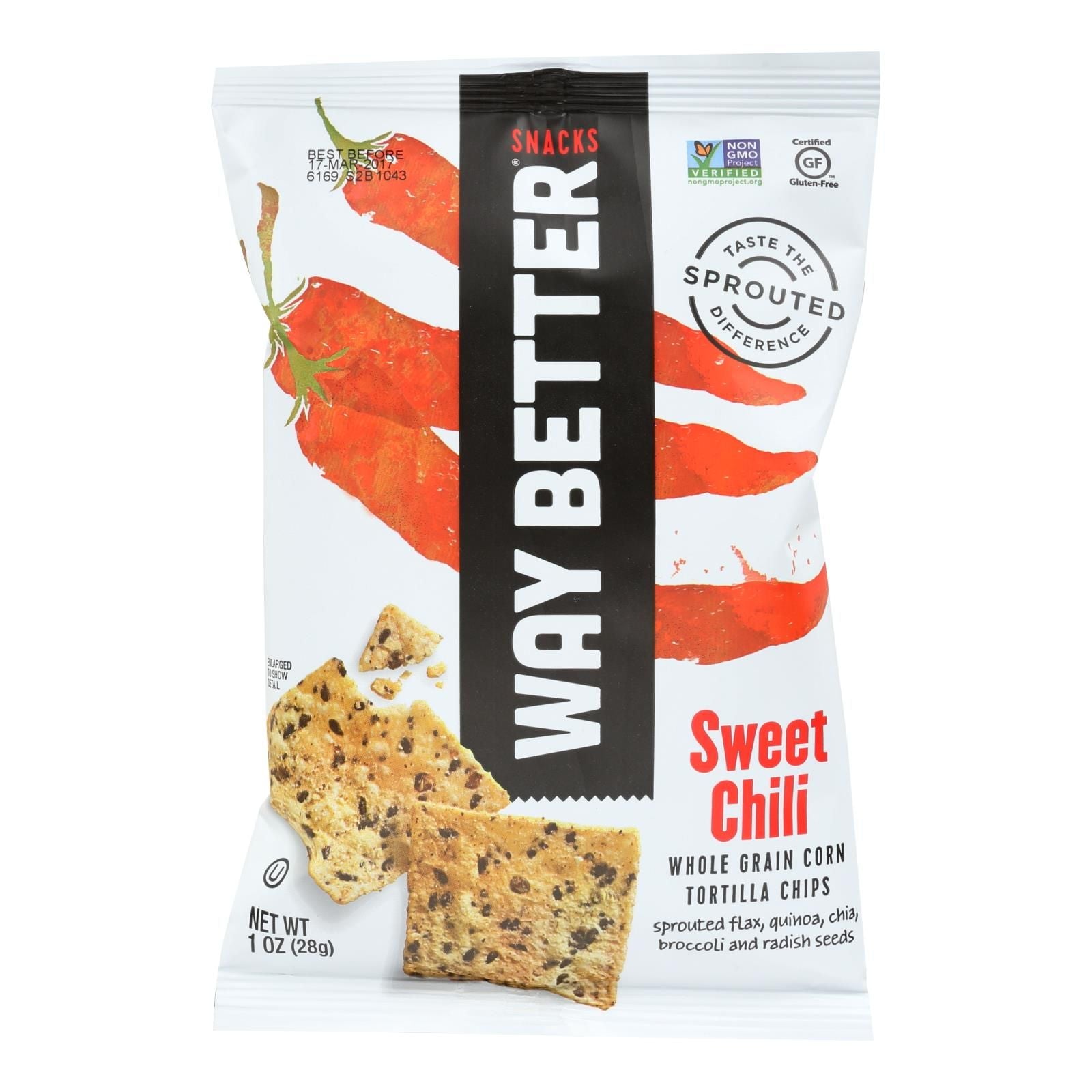 Way Better Snacks Tortilla Chips - Sweet Chili - Case Of 12 - 1 Oz. image 1
