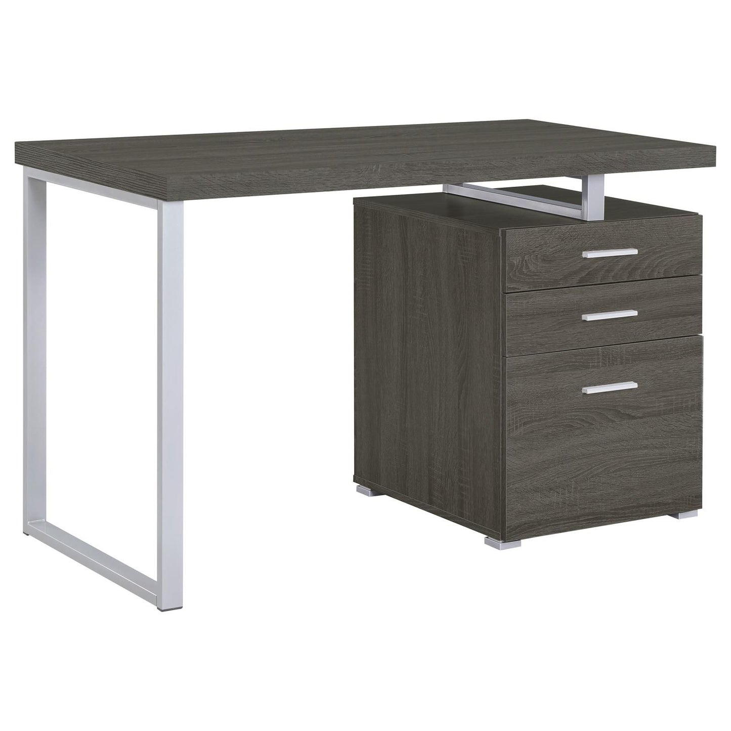 Weathered Grey 3-drawer Reversible Office Desk image 3