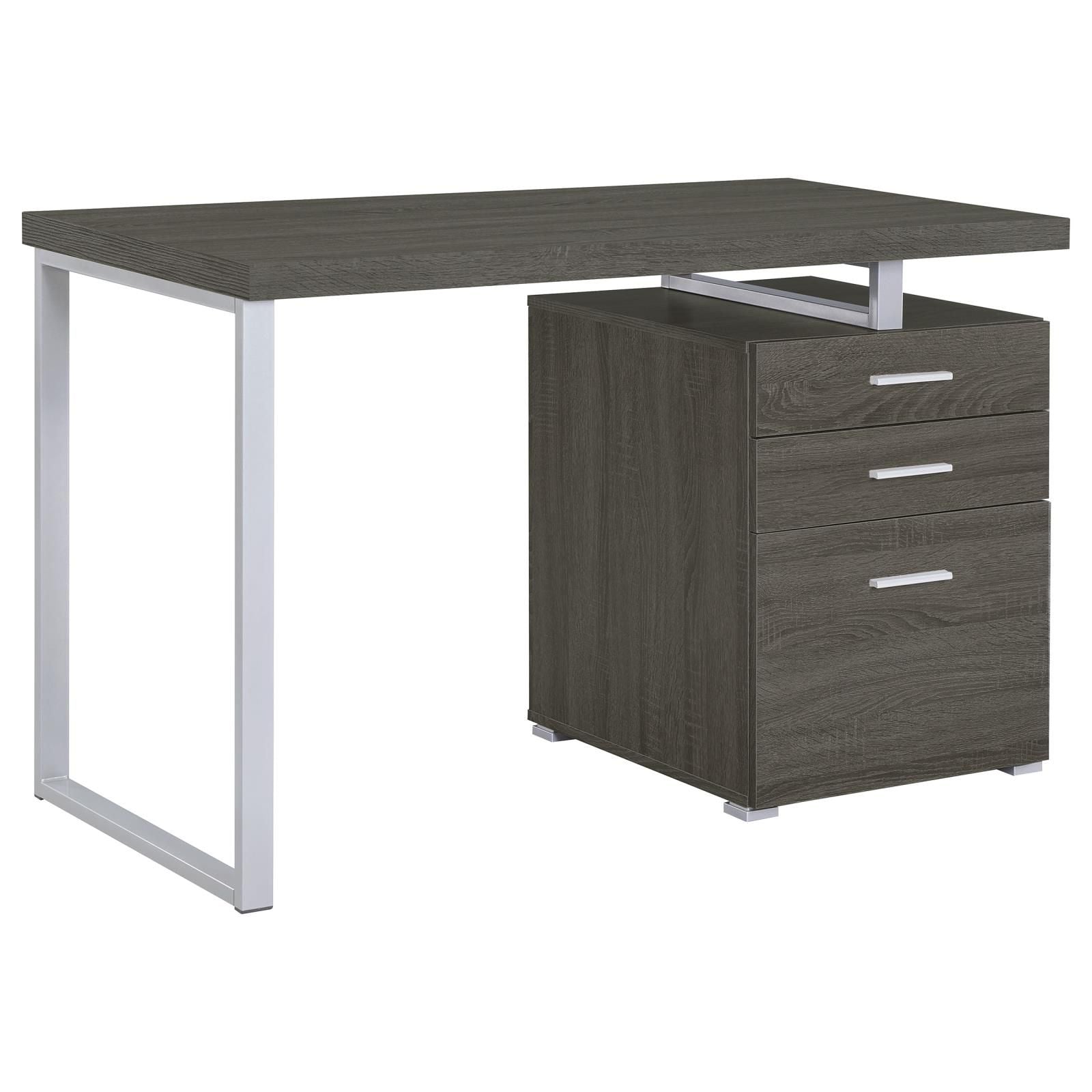 Weathered Grey 3-drawer Reversible Office Desk image 3
