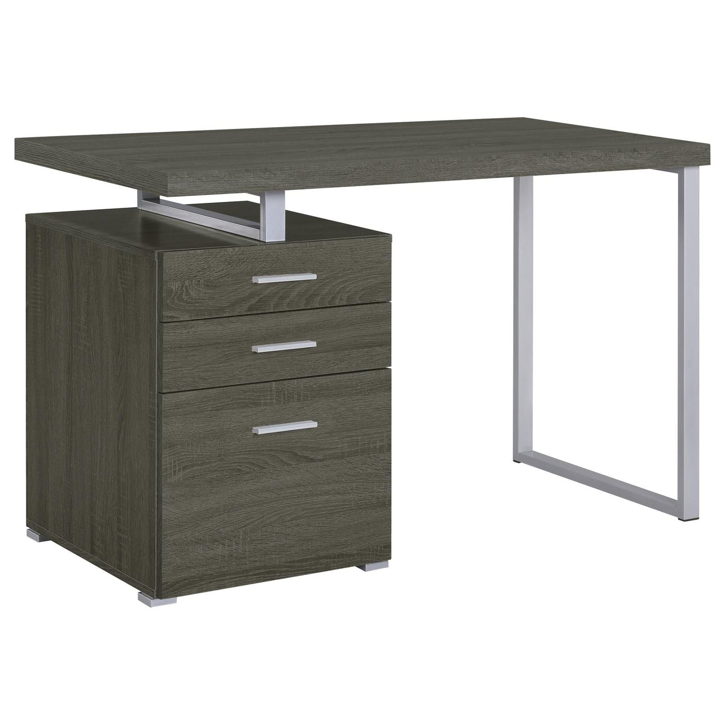 Weathered Grey 3-drawer Reversible Office Desk image 2