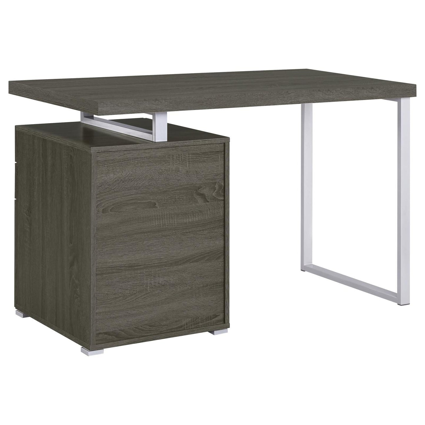 Weathered Grey 3-drawer Reversible Office Desk image 9