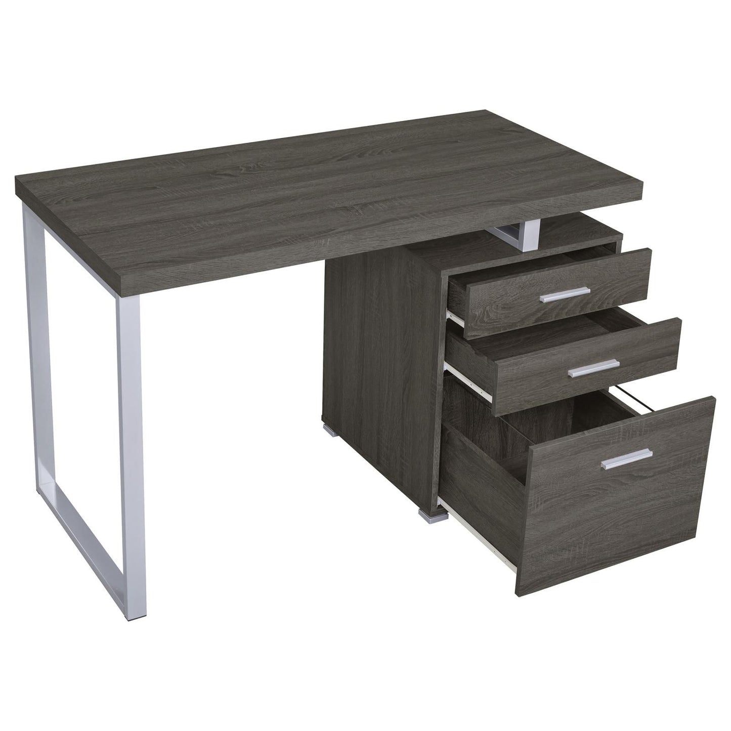Weathered Grey 3-drawer Reversible Office Desk image 10