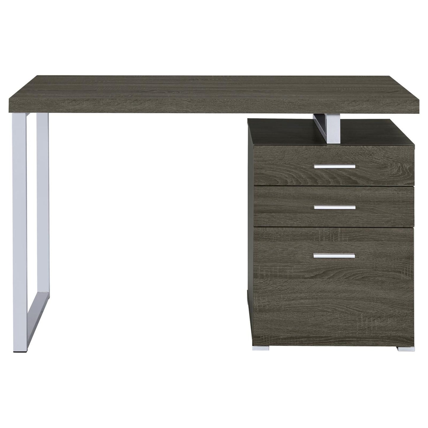 Weathered Grey 3-drawer Reversible Office Desk image 4
