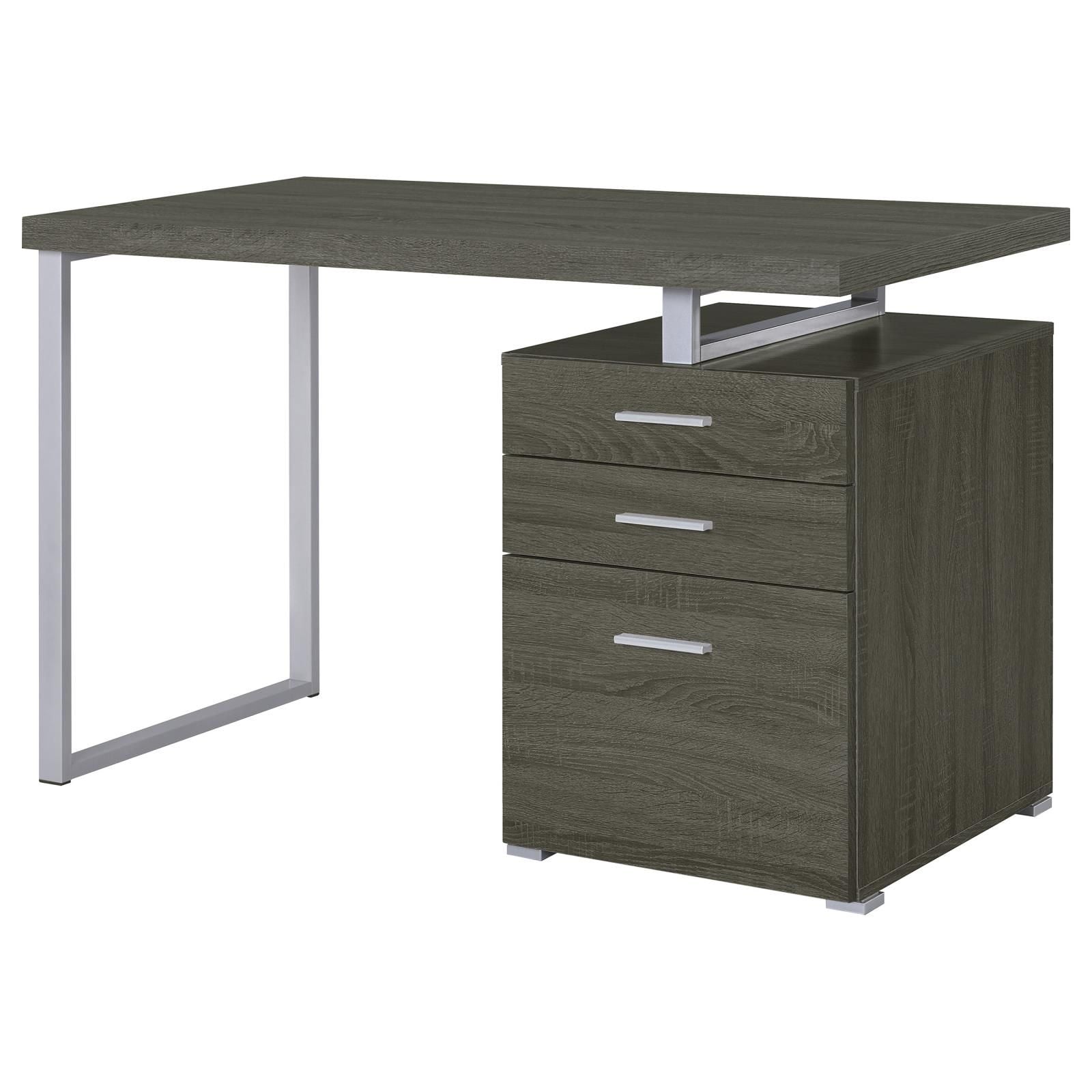 Weathered Grey 3-drawer Reversible Office Desk image 5
