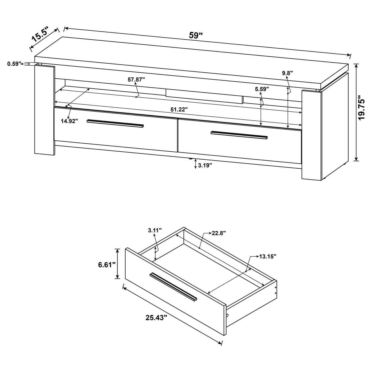 Weathered Grey 59-inch 2-Drawer TV Console image 9