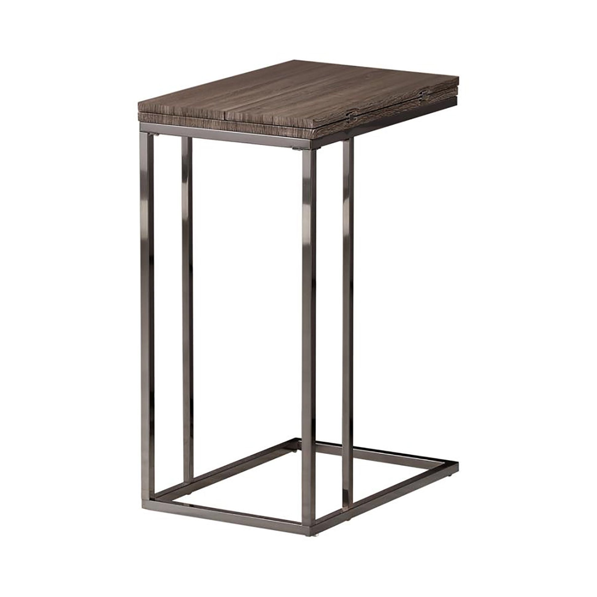 Weathered Grey and Black Snack Table with Expandable Top image 2
