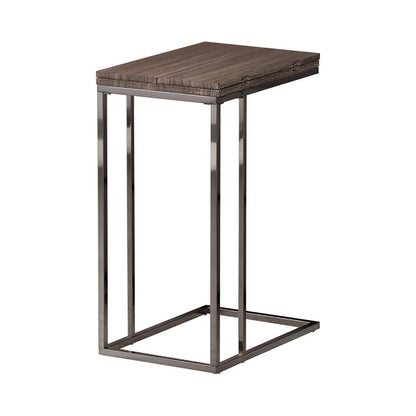 Weathered Grey and Black Snack Table with Expandable Top image 2
