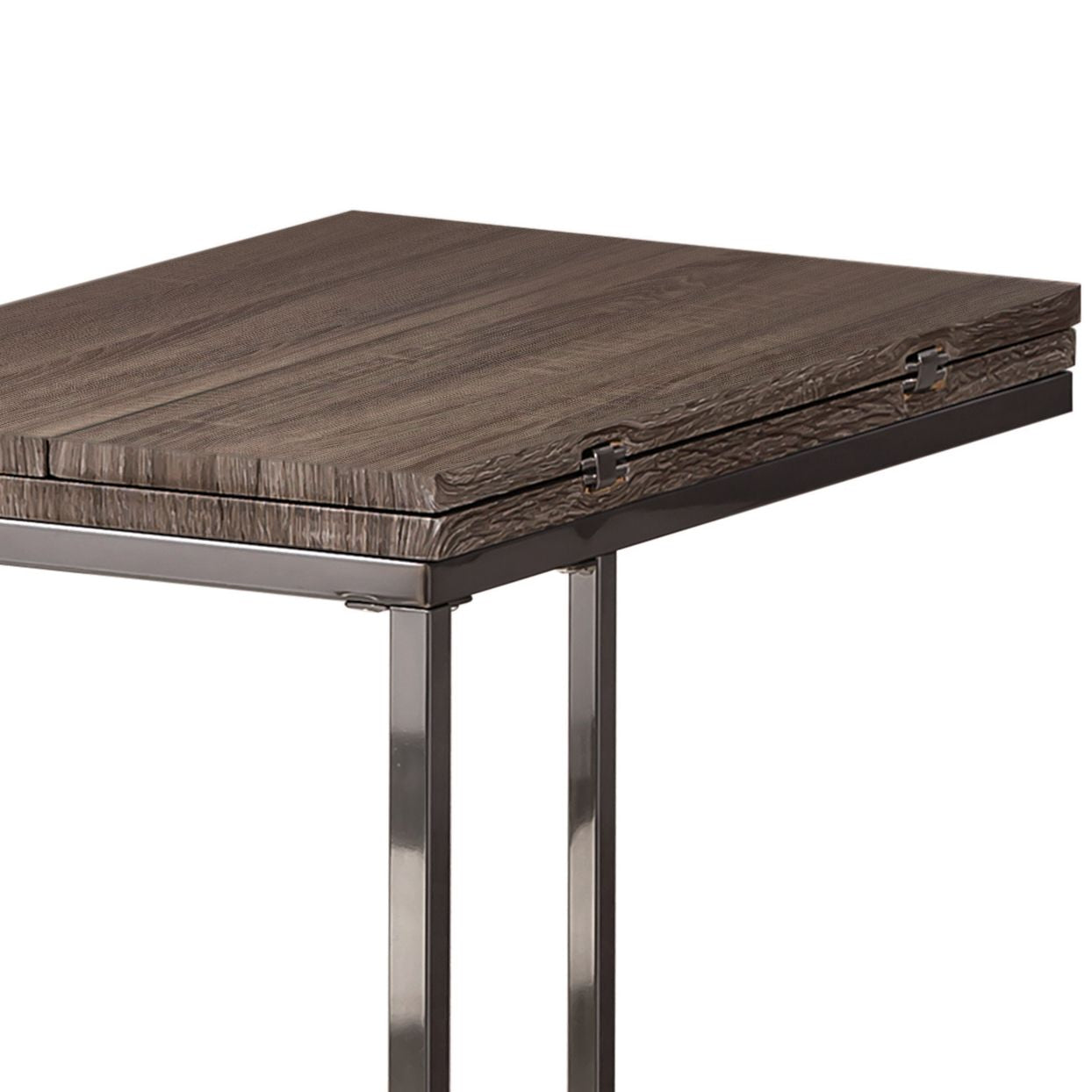 Weathered Grey and Black Snack Table with Expandable Top image 3