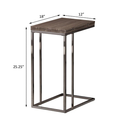 Weathered Grey and Black Snack Table with Expandable Top image 5