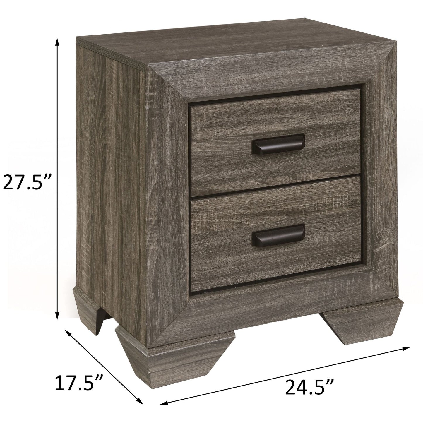 Weathered Grey Grain 2-drawer Nightstand image 6
