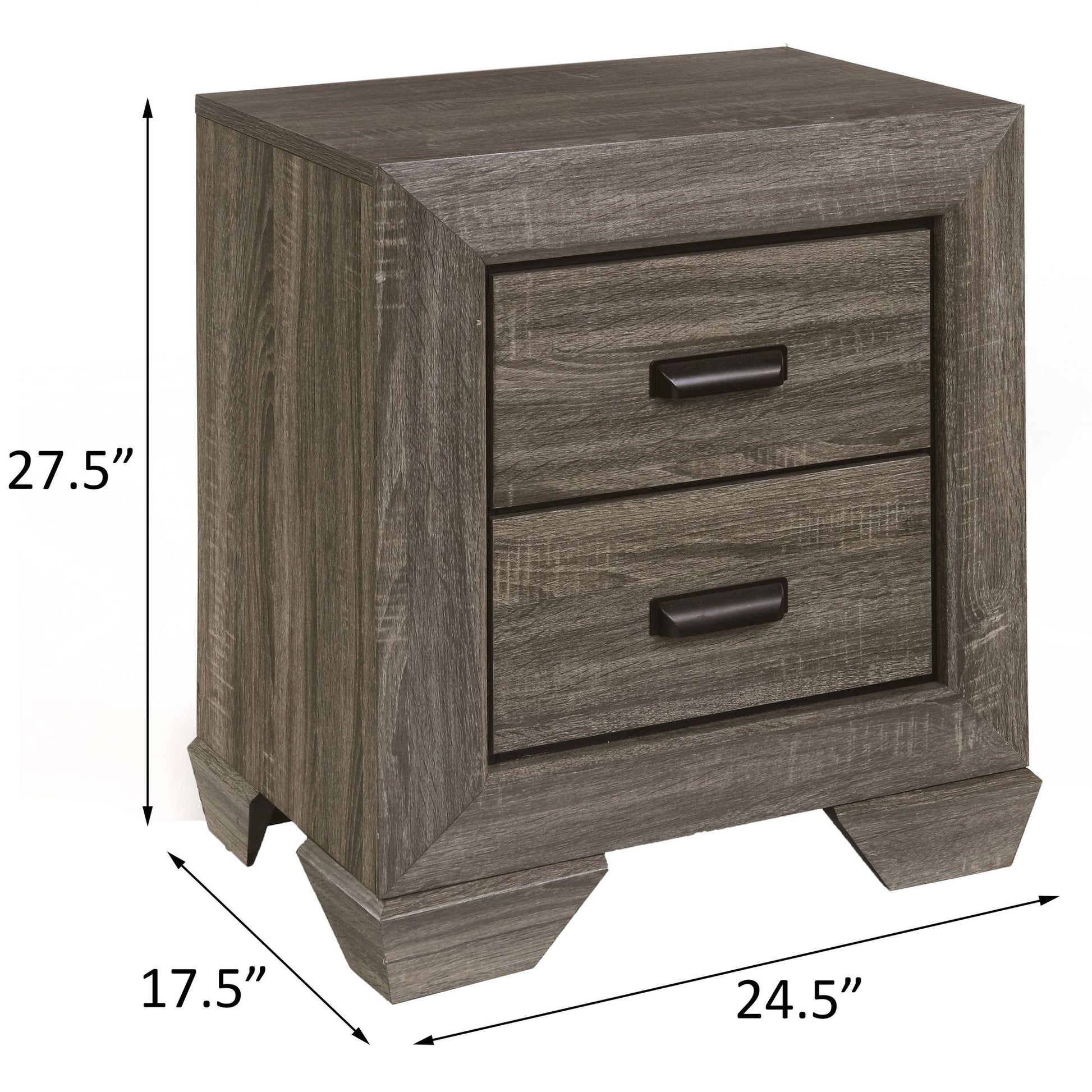 Weathered Grey Grain 2-drawer Nightstand image 6