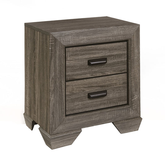 Weathered Grey Grain 2-Drawer Nightstand - Front View