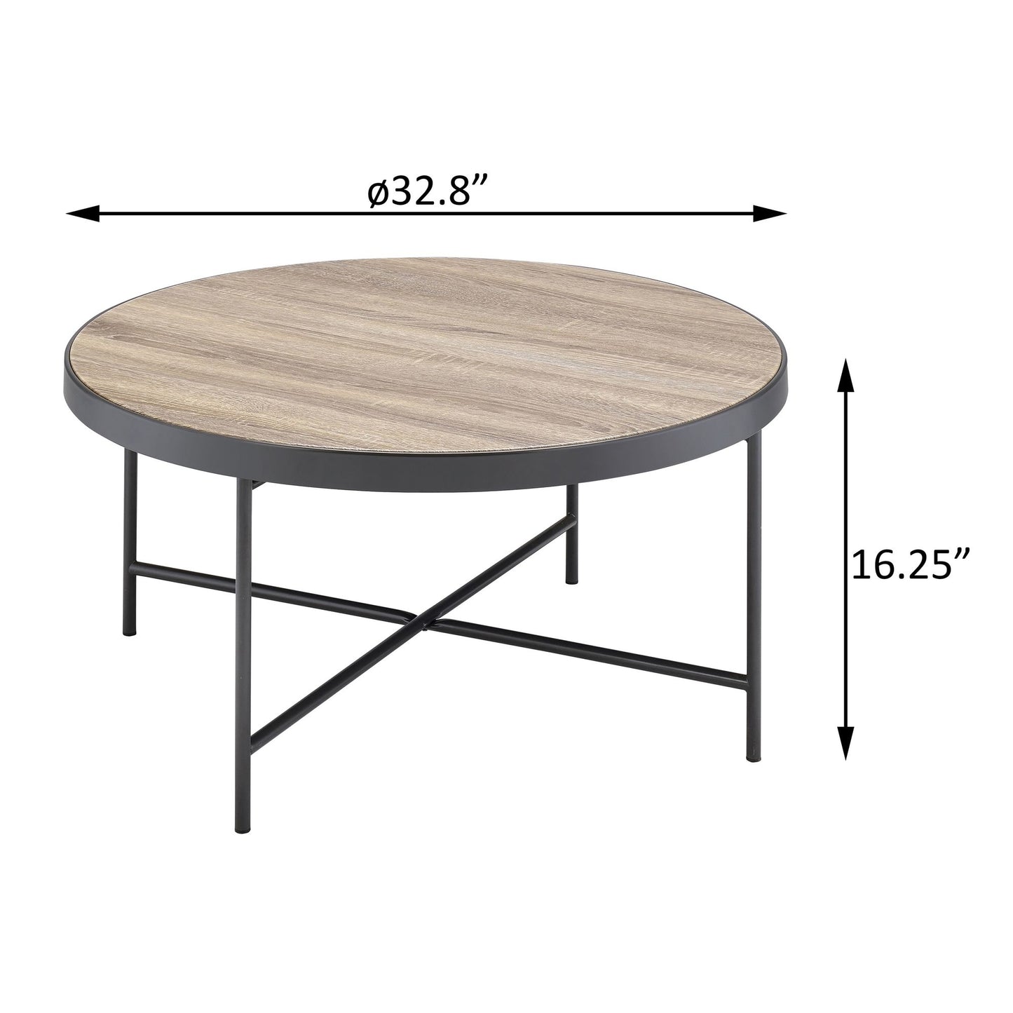 Weathered Grey Oak and Black Coffee Table image 7