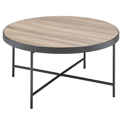 Weathered Grey Oak and Black Coffee Table image 2
