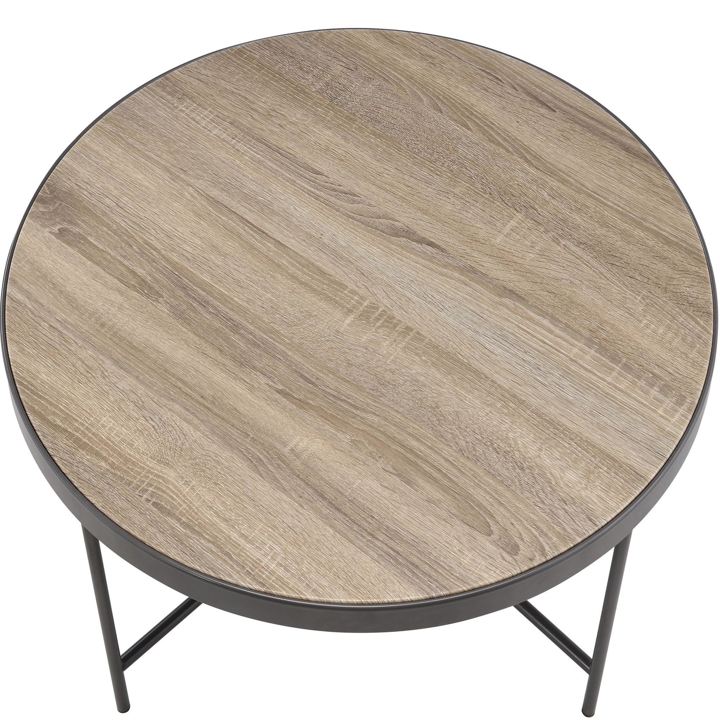 Weathered Grey Oak and Black Coffee Table image 4