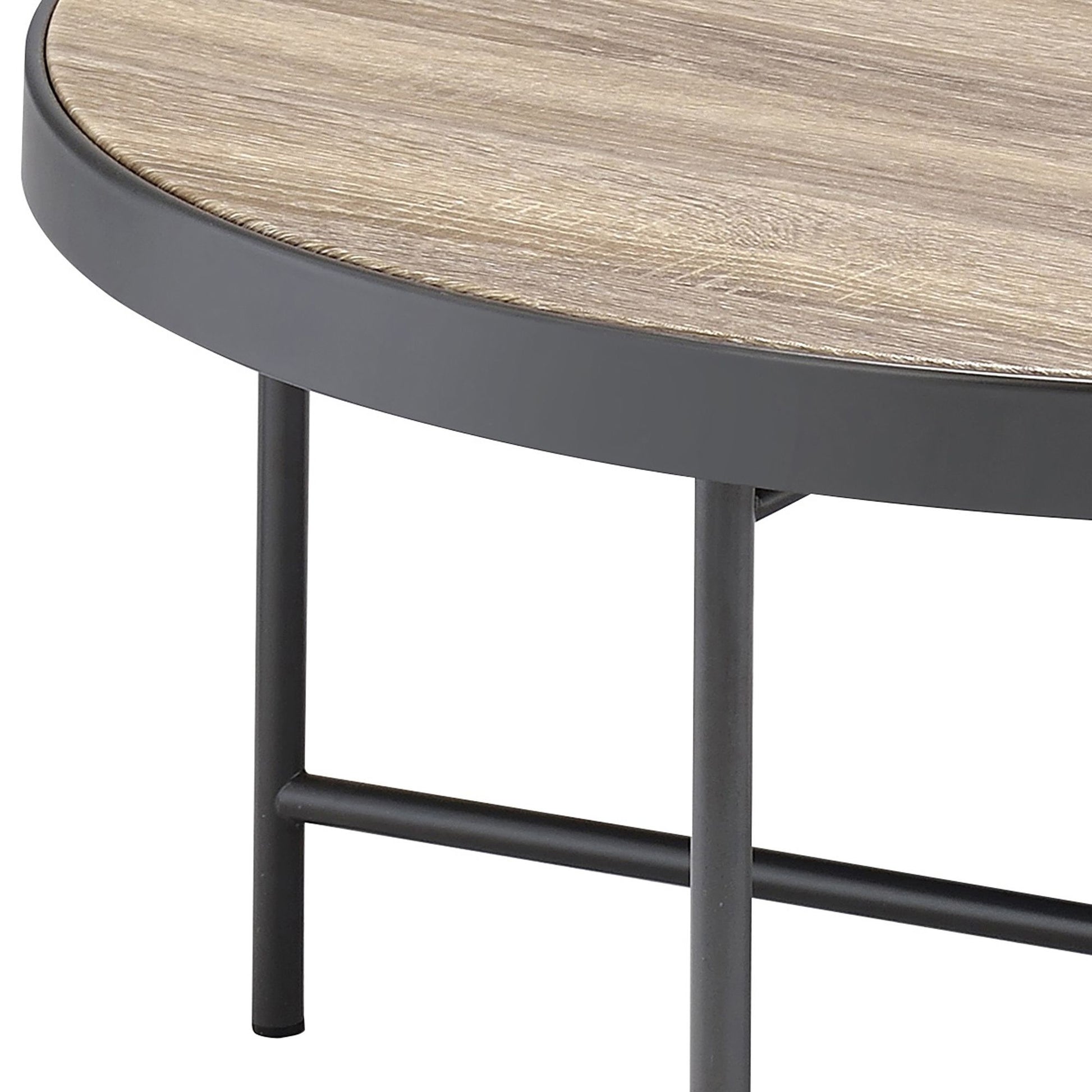 Weathered Grey Oak and Black Coffee Table image 6