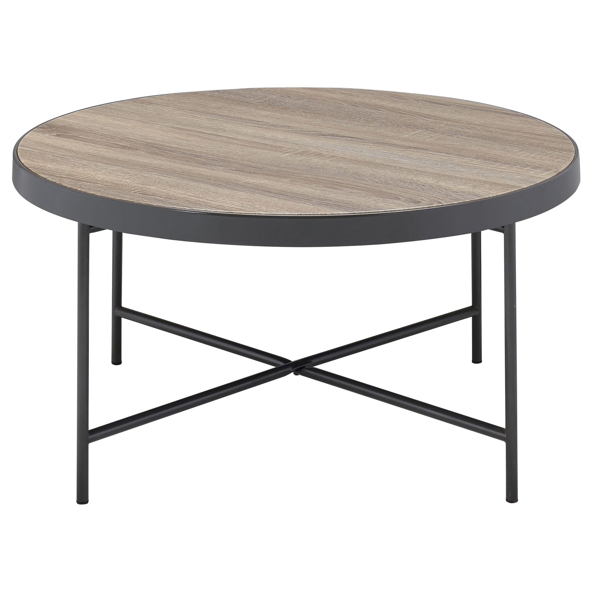 Weathered Grey Oak and Black Coffee Table image 3