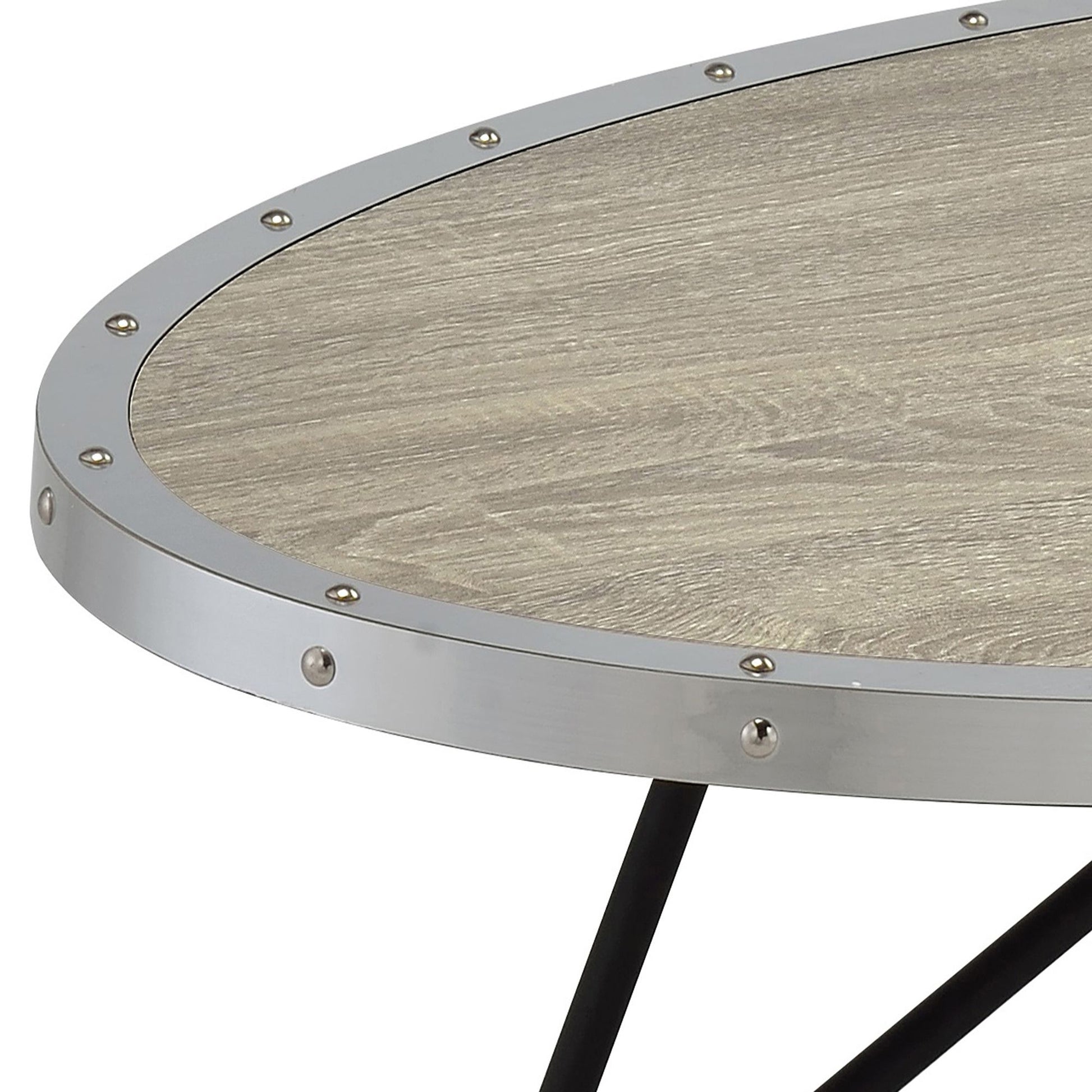Weathered Grey Oak and Black Oval Coffee Table image 6