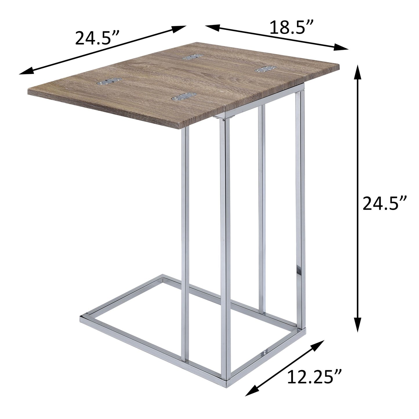 Weathered Oak and Chrome Side Table image 6