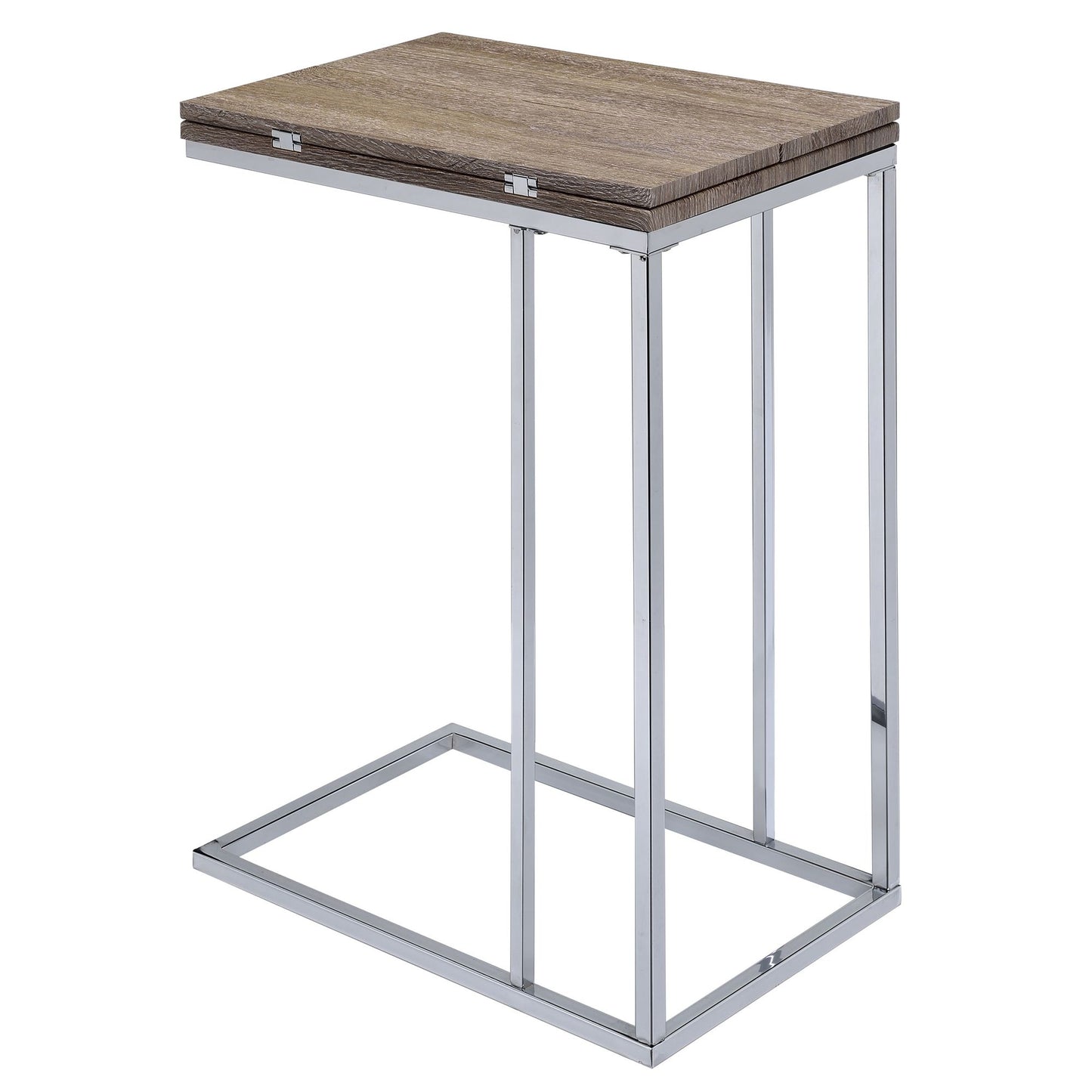 Weathered Oak and Chrome Side Table image 3
