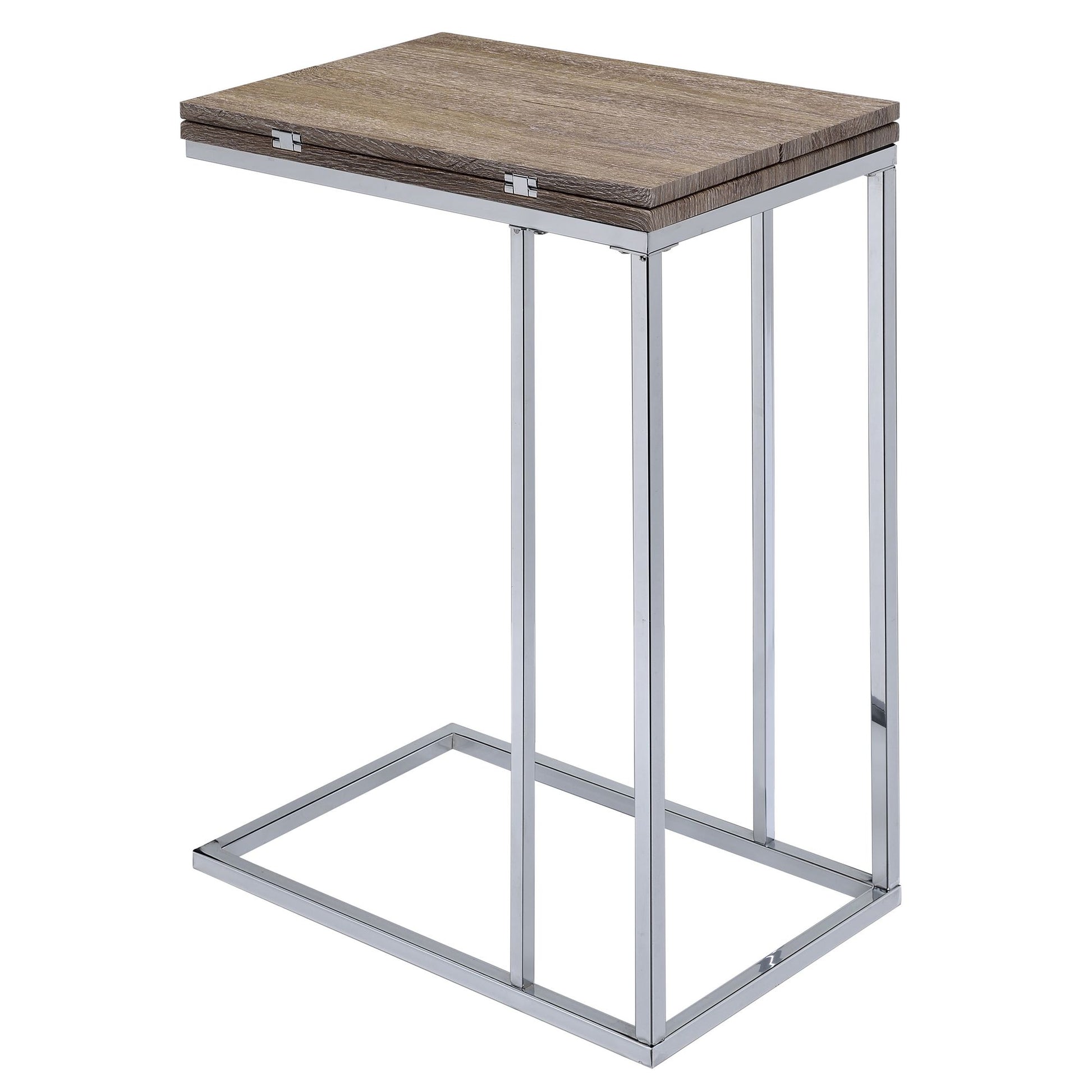Weathered Oak and Chrome Side Table image 3