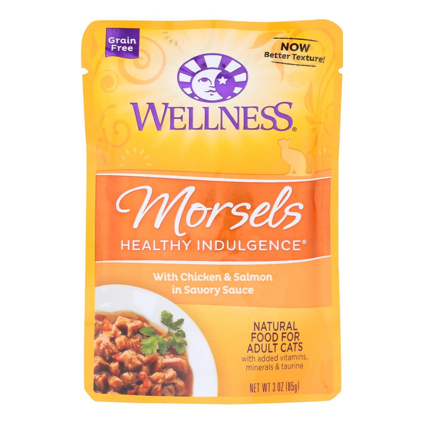 Wellness Pet Products Cat Food - Morsels With Chicken And Salmon In Savory Sauce - Case Of 24 - 3 Oz. image 1