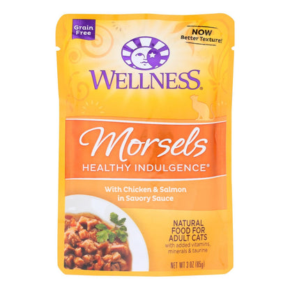 Wellness Pet Products Cat Food - Morsels With Chicken And Salmon In Savory Sauce - Case Of 24 - 3 Oz. image 1