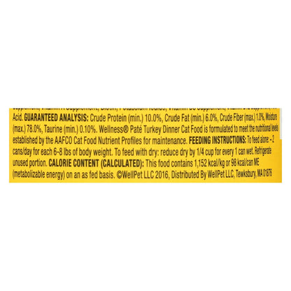Wellness Pet Products Cat Food - Turkey Recipe - Case Of 24 - 3 Oz. image 4