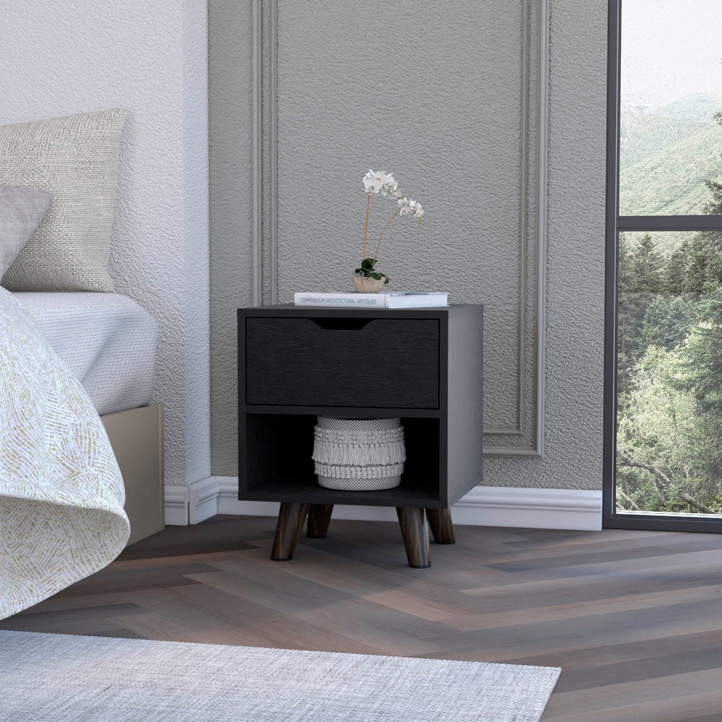 Wenge 1-Open Storage Shelf Nightstand image 1