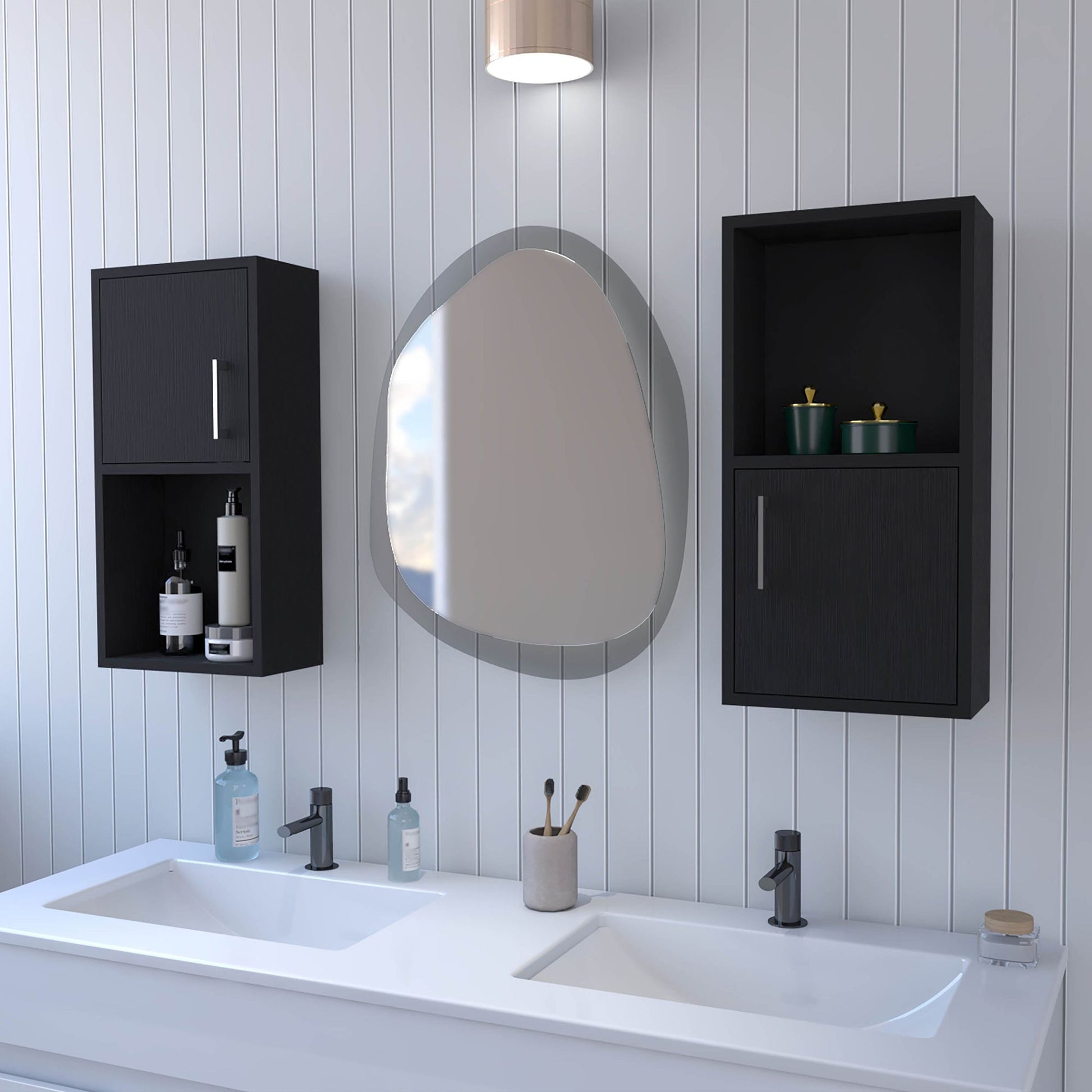 Wenge 2 Bathroom Medicine Cabinets with Open Shelf image 1