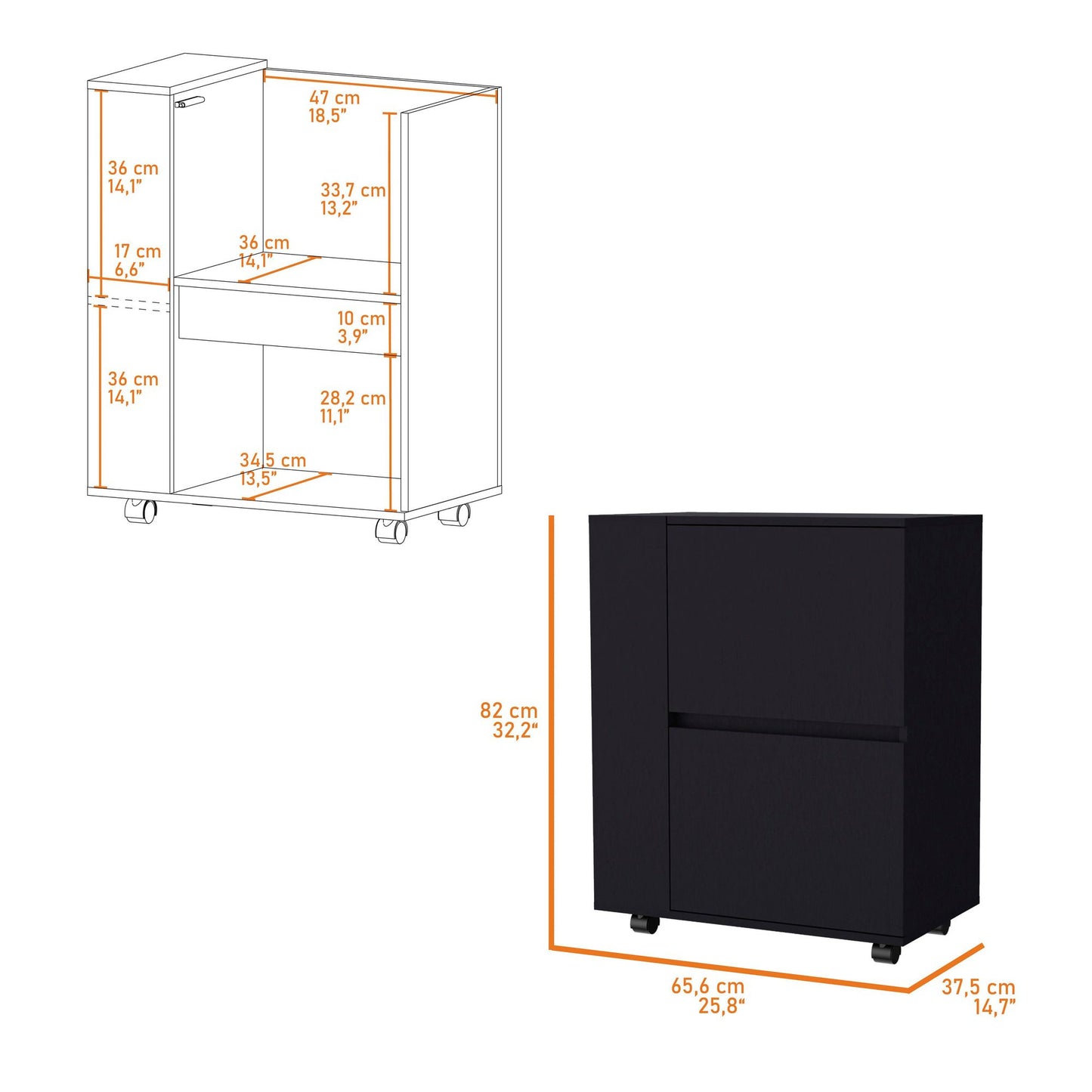 Wenge 2-Cabinet Bar Cart image 6