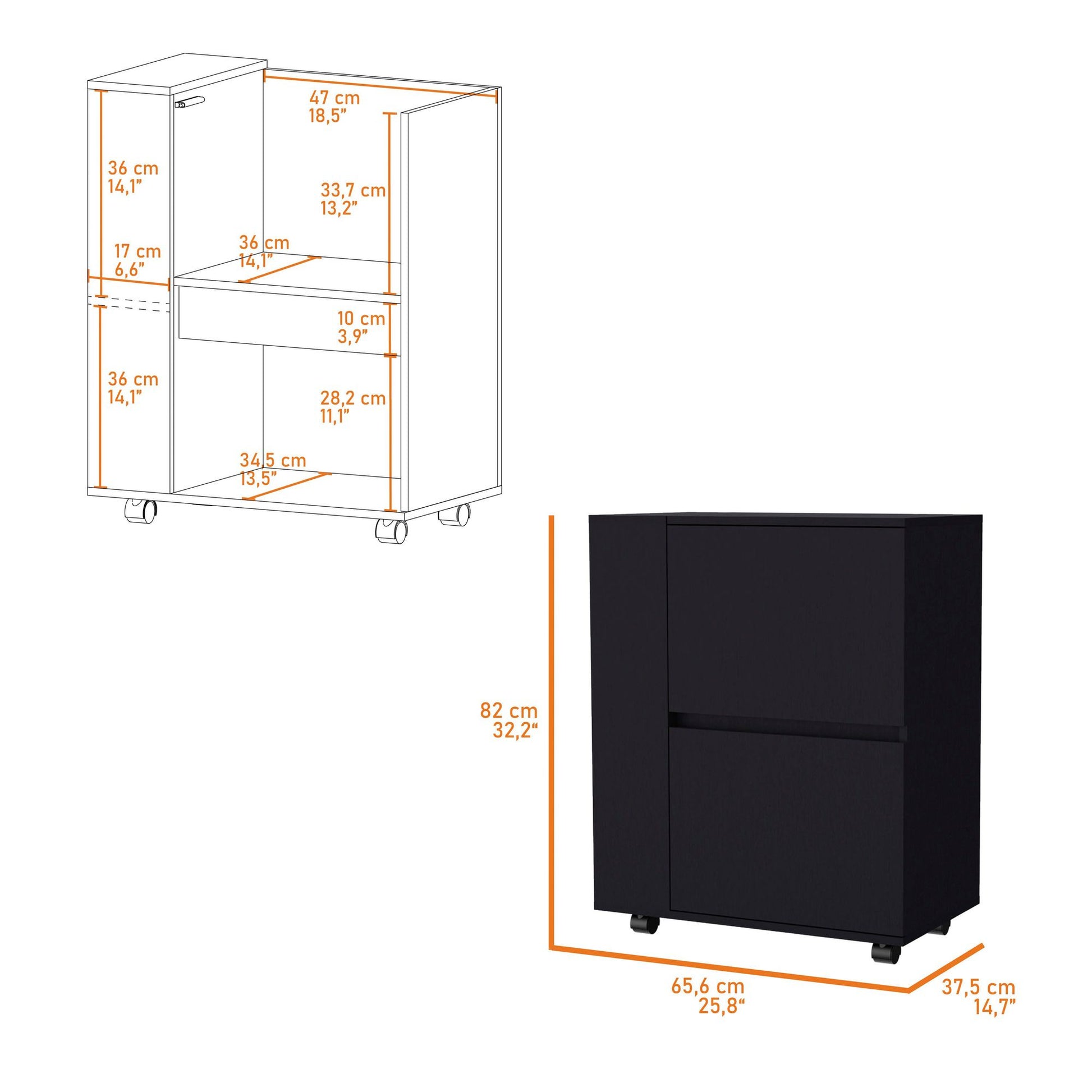 Wenge 2-Cabinet Bar Cart image 6