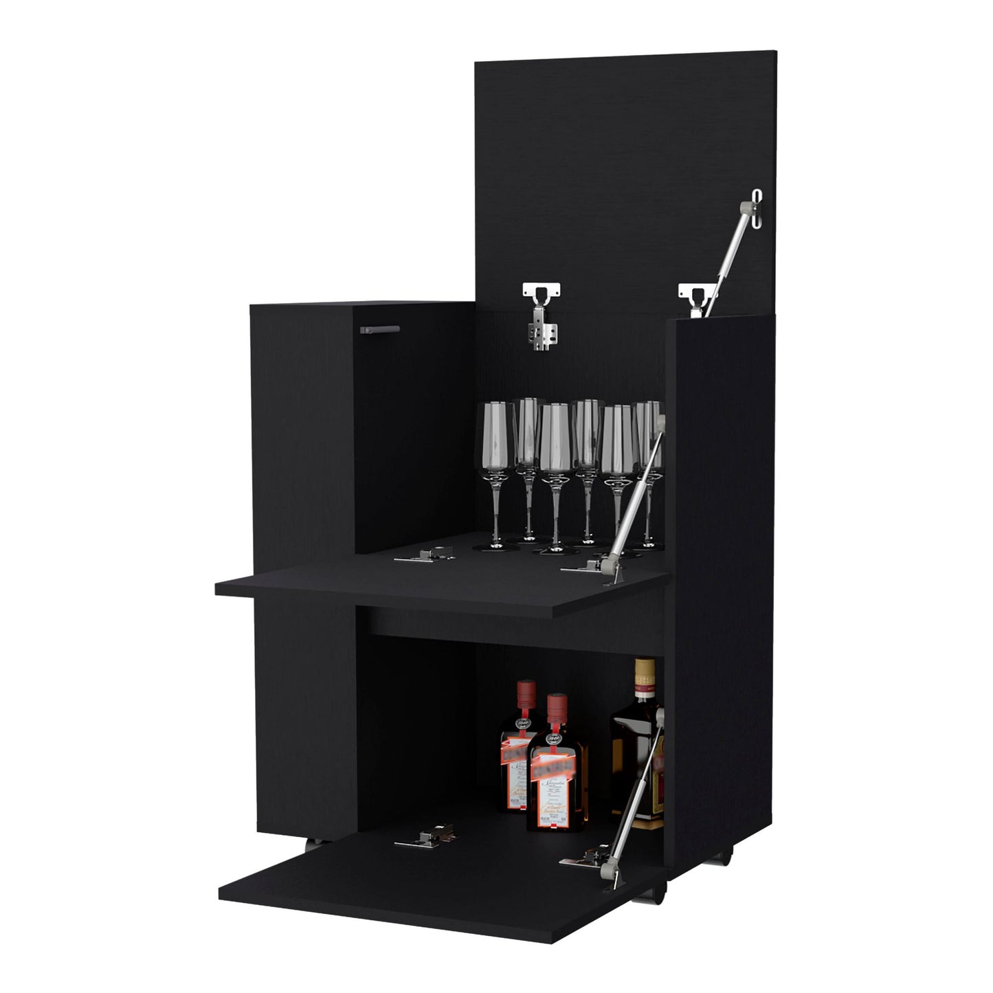 Wenge 2-Cabinet Bar Cart image 5