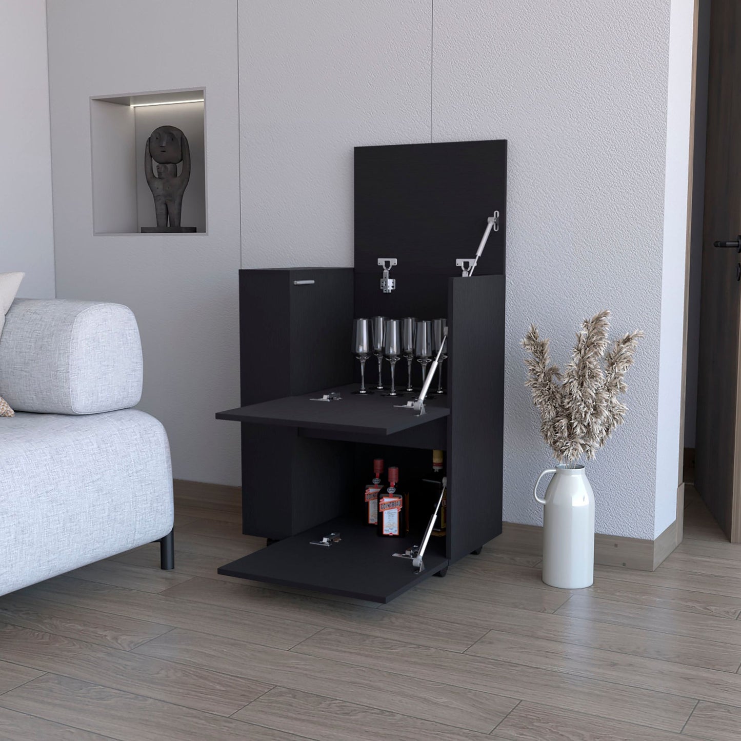Wenge 2-Cabinet Bar Cart image 2