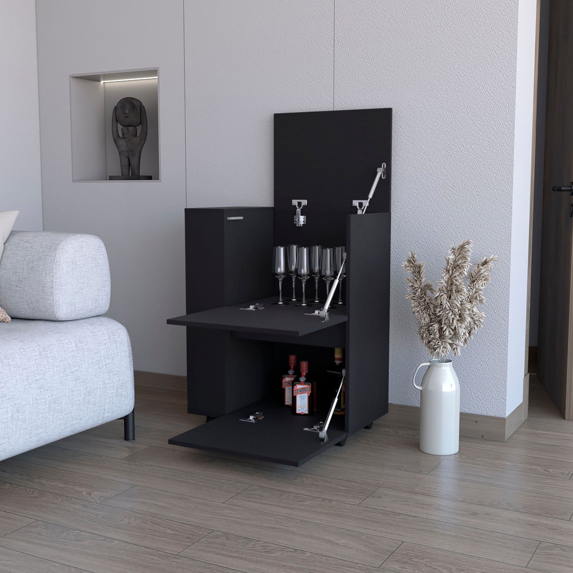 Wenge 2-Cabinet Bar Cart image 2