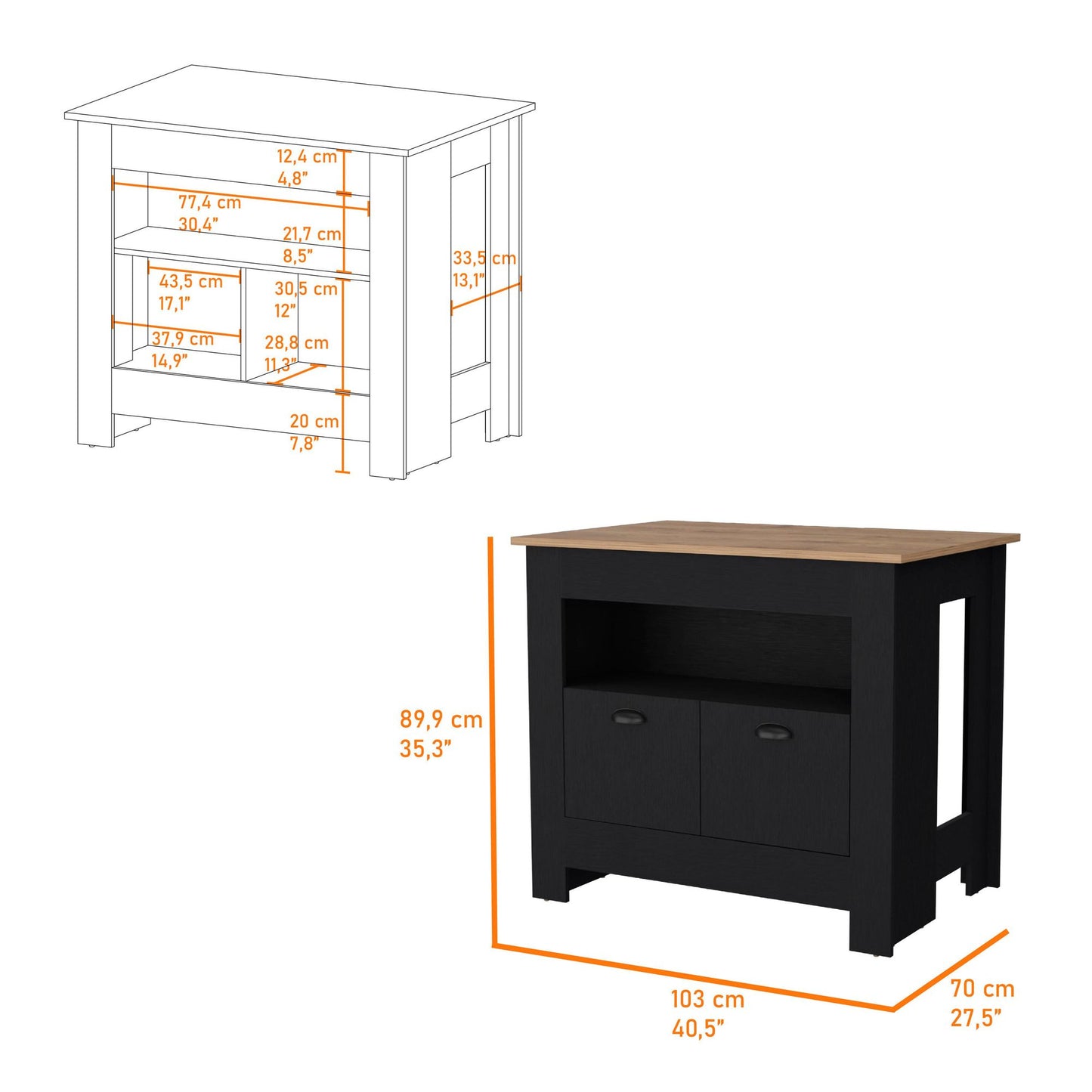 Wenge 2-Door Kitchen Island image 6